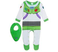 Disney Pijama para bebé niño Toy Story 4 Buzz Lightyear Babygrow + babero bandana, set de regalo, verde/blanco, 9-12 meses