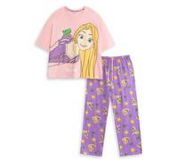 Disney Pijama Rosa de Manga Corta y Pierna Larga para Mujer de Rapunzel de Enredados | Ropa de Dormir con Estampado de la película | Prenda cómoda para Relajarse