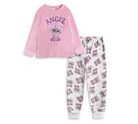 Disney Pijama Rosa de Manga Larga y pantalón Largo para niñas de Lilo & Stitch de Felpa Suave con Estampado de Personajes | Ropa de Dormir