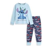 Disney Pijama Unisex Infantil de Manga Larga y Pierna Larga Lilo & Stitch Merry Stitchmas | Pijama navideño en Azul Claro, Azul Oscuro y Rojo | Mercancía de Lilo & Stitch