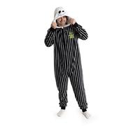 Disney Pijama Unisex Negro de Jack Skellington de Pesadilla Antes de Navidad | Sudadera con Capucha y Cremallera en Polar a Rayas | Merchandising