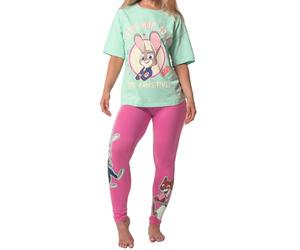 Disney Pijama Zootropolis, Pijama Mujer Algodon, Pijamas Mujer Invierno Zootopia, Verde XL