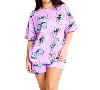 Disney Pijamas Lilo y Stitch para Mujeres | Pijama de Punto de Mujer de Manga Corta con Estampado Integral | Pijamas acogedores para Damas fanáticas de Stitch | Mercancía Oficial | XXL