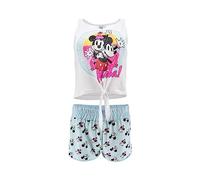 Disney Pijamas para Mujer, Camiseta y Pantalon Corto Algodón Suave, Mickey Mouse y Minnie Mouse Pijama | Talla S - Azul