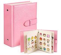 Disney Pin Display Book - Libro de comercio portátil, capacidad de 42 pines, soporte de cuero, se adapta a la parte trasera de goma, color rosa