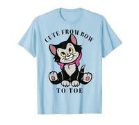Disney Pinocchio Figaro Cute From Bow To Toe Camiseta, Hombre, Azul Bebé, S