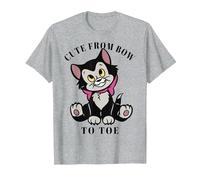 Disney Pinocchio Figaro Cute From Bow To Toe Camiseta, Hombre, Gris Jaspeado, S