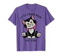 Disney Pinocchio Figaro Cute From Bow To Toe Camiseta, Hombre, Morado Jaspeado, L
