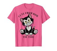 Disney Pinocchio Figaro Cute From Bow To Toe Camiseta, Hombre, Rosa jaspeado, S