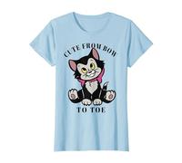 Disney Pinocchio Figaro Cute From Bow To Toe Camiseta, Mujer, Azul Bebé, S