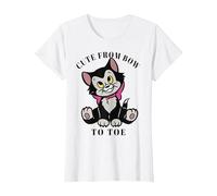 Disney Pinocchio Figaro Cute From Bow To Toe Camiseta, Mujer, Blanco, S