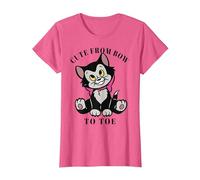 Disney Pinocchio Figaro Cute From Bow To Toe Camiseta, Mujer, Rosa jaspeado, S