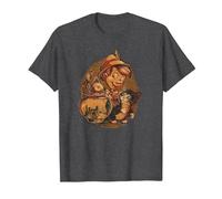 Disney Pinocchio, Jiminy Cricket, Figaro and Cleo Camiseta, Hombre, Jaspeado Oscuro, 6XL