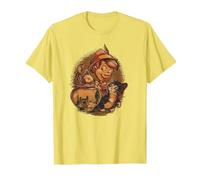 Disney Pinocchio, Jiminy Cricket, Figaro and Cleo Camiseta, Hombre, Limón, S