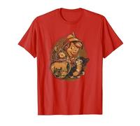 Disney Pinocchio, Jiminy Cricket, Figaro and Cleo Camiseta, Hombre, Rojo, S