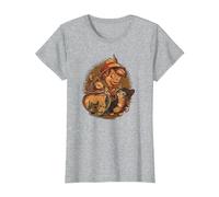 Disney Pinocchio, Jiminy Cricket, Figaro and Cleo Camiseta, Mujer, Gris Jaspeado, S