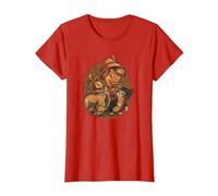 Disney Pinocchio, Jiminy Cricket, Figaro and Cleo Camiseta, Mujer, Rojo, S