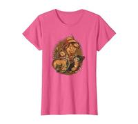 Disney Pinocchio, Jiminy Cricket, Figaro and Cleo Camiseta, Mujer, Rosa jaspeado, S