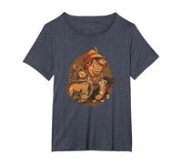 Disney Pinocchio, Jiminy Cricket, Figaro and Cleo Camiseta, Mujer tallas grandes, Azul Jaspeado, 5XL Grande