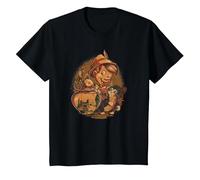 Disney Pinocchio, Jiminy Cricket, Figaro and Cleo Camiseta, Niños, Negro, 3 años