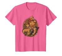 Disney Pinocchio, Jiminy Cricket, Figaro and Cleo Camiseta, Niños, Rosa jaspeado, 8 años