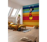 Disney Pintado Bebé Pared Dormitorio Mural 300x249cm Mickey Mouse Arcoiris Rojo