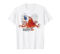 Disney Pixar Buscando a Dory Hank and Dory Striped Retrait Camiseta, Hombre, Blanco, M