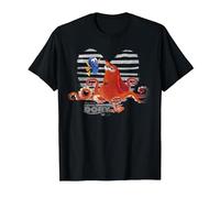Disney Pixar Buscando a Dory Hank and Dory Striped Retrait Camiseta, Hombre, Negro, 3XL