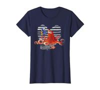 Disney Pixar Buscando a Dory Hank and Dory Striped Retrait Camiseta, Mujer, Azul Marino, XS