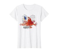 Disney Pixar Buscando a Dory Hank and Dory Striped Retrait Camiseta, Mujer, Blanco, L