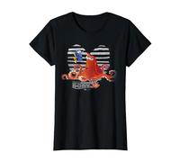 Disney Pixar Buscando a Dory Hank and Dory Striped Retrait Camiseta, Mujer, Negro, 3XL