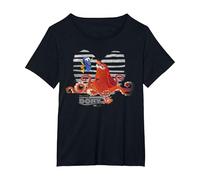 Disney Pixar Buscando a Dory Hank and Dory Striped Retrait Camiseta, Mujer tallas grandes, Negro, 3XL Grande