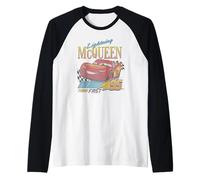 Disney Pixar Cars 2 Lighting MC Queen Think Fast Portrait Camiseta Manga Raglan