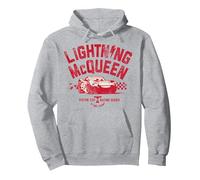 Disney Pixar Cars 2 Lightning McQueen Piston Cup Racing Texto Sudadera con Capucha, Unisex para adultos, Gris Jaspeado, M