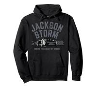 Disney Pixar Cars 3 Jackson Storm Taking The Circuit Texto Sudadera con Capucha, Unisex para adultos, Negro, XL