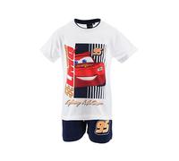 Disney Pixar Cars Camiseta y Pantalón Corto para Niño, Pijama Conjunto 2 Piezas para Niño Diseño Lightning Mcqueen, Talla 4 Años | Blanco