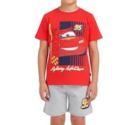 Disney Pixar Cars Camiseta y Pantalón Corto para Niño, Pijama Conjunto 2 Piezas para Niño Diseño Lightning Mcqueen, Talla 4 Años | Rojo