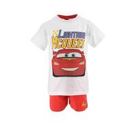 Disney Pixar Cars Pijama para Niño, Conjunto 2 Piezas Diseño Lightning Mcqueen Pijama Algodón Suave, Camiseta y Pantalón Corto, Talla 6 Años | Rojo