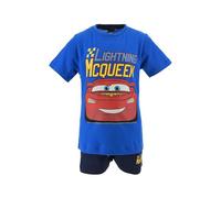 Disney Pixar Cars Pijama para Niño, Conjunto 2 Piezas Diseño Lightning Mcqueen Pijama Algodón Suave, Camiseta y Pantalón Corto, Talla 3 Años | Azul