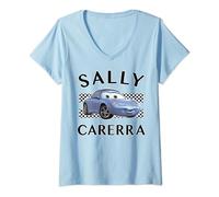 Disney Pixar Cars Sally Carerra Finish Camiseta Cuello V