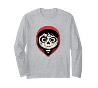 Disney Pixar Coco Miguel Sugar Skull Portrait Manga Larga, Unisex para adultos, Gris Jaspeado, L