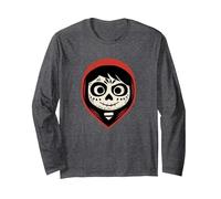 Disney Pixar Coco Miguel Sugar Skull Portrait Manga Larga, Unisex para adultos, Jaspeado Oscuro, S