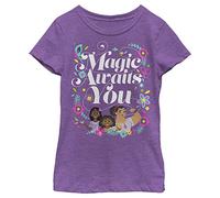 Disney Pixar Encanto Family Magic Awaits You Girls Heather T-Shirt, Purple Berry, Large