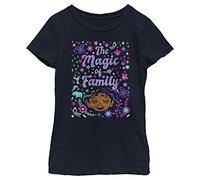 Disney Pixar Encanto Magic of Family Floral Poster Girls Standard T-Shirt, Navy Blue, X-Large