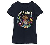 Disney Pixar Encanto Mirabel Floral Butterflys Girls Standard T-Shirt, Navy Blue, Large