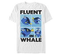 Disney Pixar Finding Dory - Whale Talk Organic Short Sleeve T-Shirt, Camiseta Unisex Adulto, Blanco, S