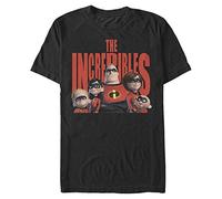 Disney Pixar Incredibles - Title Head Organic Short Sleeve T-Shirt, Camiseta Unisex Adulto, Negro, XL
