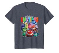 Disney Pixar Inside Out 2 Feel All Your Emotions Vintage Camiseta, Niños, Azul Jaspeado, 12 años