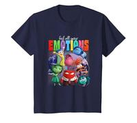 Disney Pixar Inside Out 2 Feel All Your Emotions Vintage Camiseta, Niños, Azul Marino, 8 años