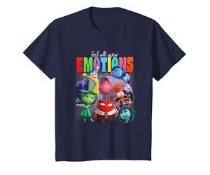 Disney Pixar Inside Out 2 Feel All Your Emotions Vintage Camiseta, Niños, Azul Marino, 8 años